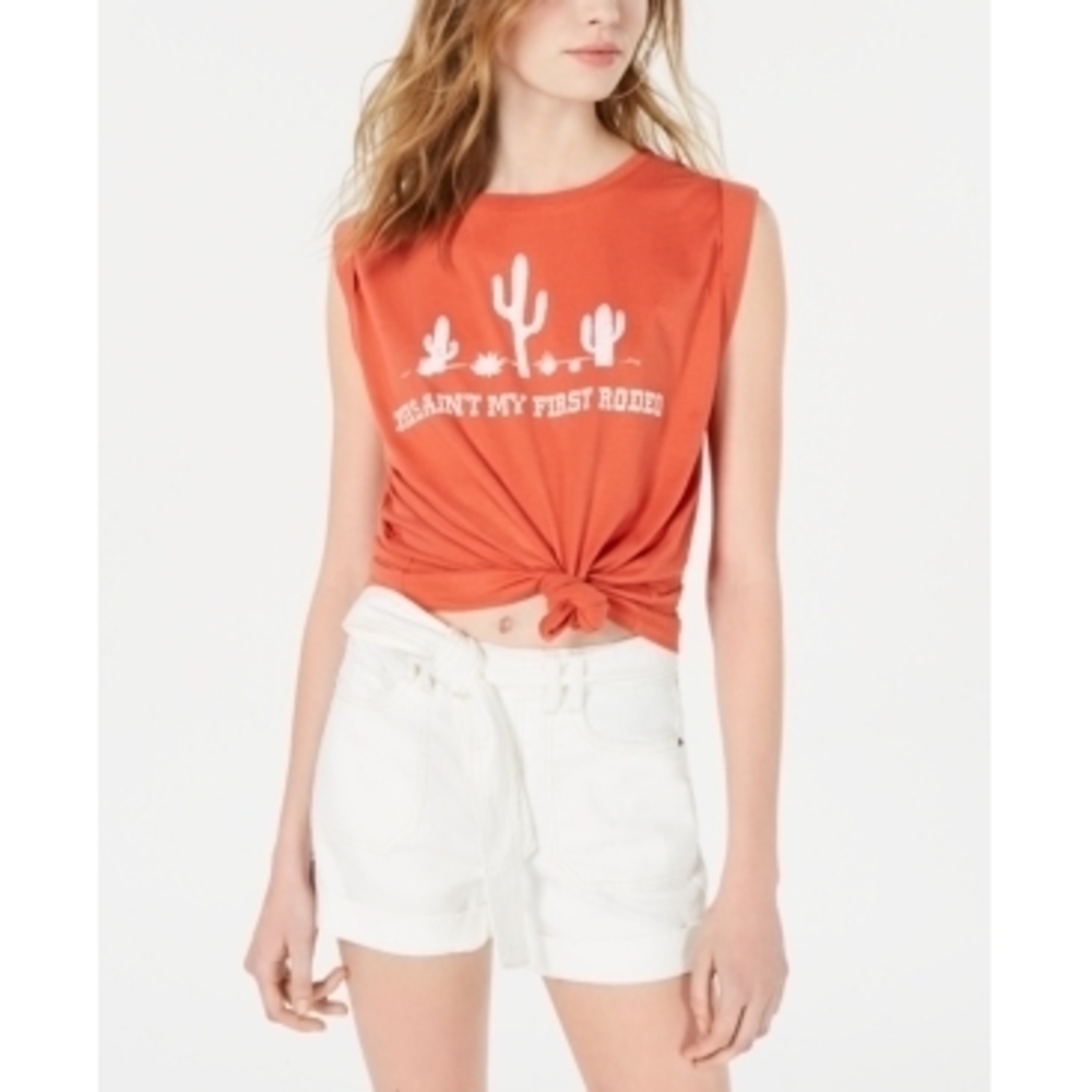 Love Tribe Burnt Sienna Knot-Front Tank Top, Size S
